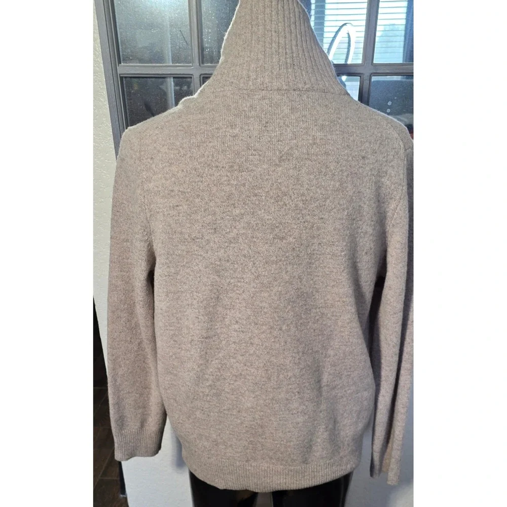 J. Crew Mens 100% Lambswool Shawl Collar Sweater Beige Heather 21943 L